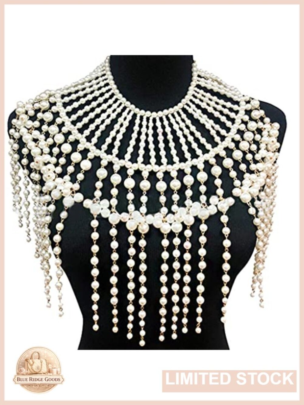 Pearl Beaded Body Chain Shoulder Harness Necklace Jewelry
